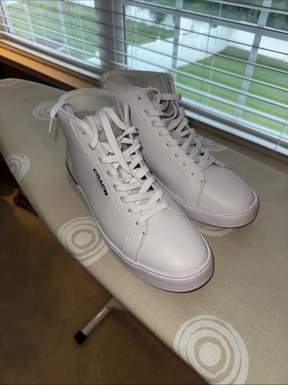 Coach Men’s White High-Top Leather Sneakers